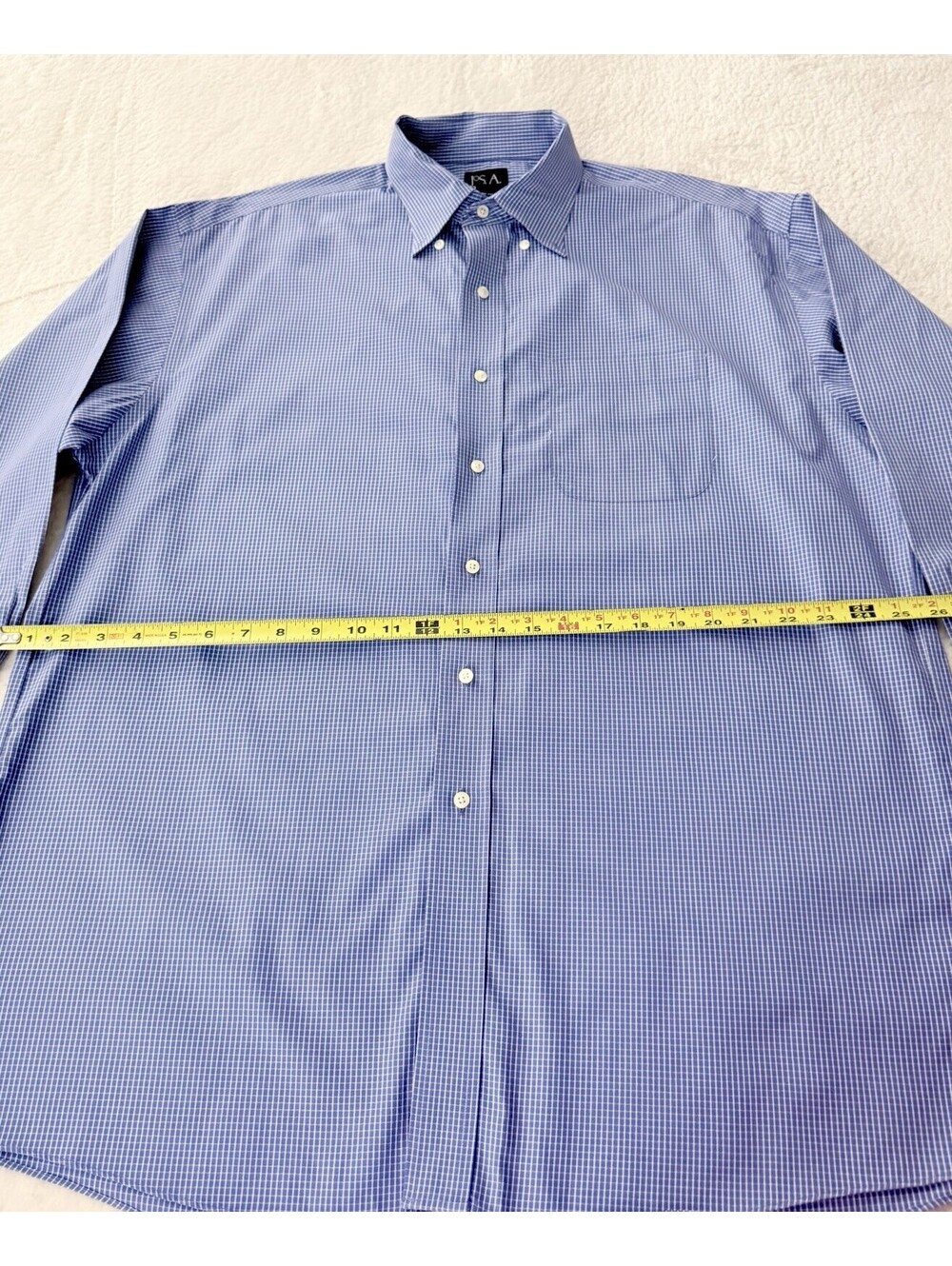 Jos A Bank Traveler Shirt Men 16.5 33 Blue Check Button Down Dress Cotton - Picture 5 of 9